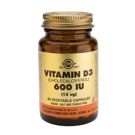 Comprar online Vitamina D3 600 ui 60 cápsulas Solgar