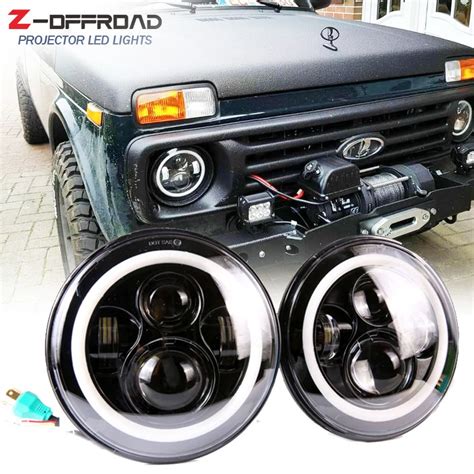 For Lada Niva 4x4 7 Inch Round Led Headlights For Jeep Wrangler Jk Lj