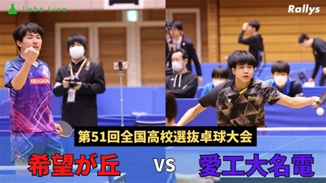 【卓球動画】希望が丘vs愛工大名電｜第51回全国高校選抜卓球大会男子学校対抗準決勝 卓球メディア｜rallys（ラリーズ）