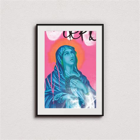 Pink and Blue Virgin Mary Art Print, Digital Download, Hypebeast Wall ...