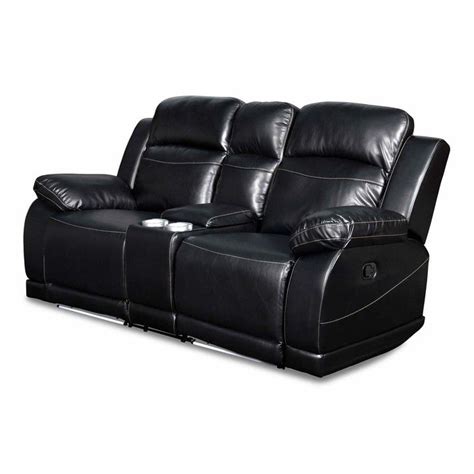 Benjara Leatherette Console Loveseat With Cup Holders And Led Light