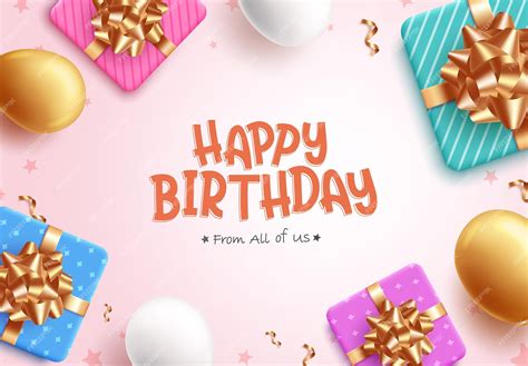 Diseño De Vector De Texto De Feliz Cumpleaños Saludo De Cumpleaños Con Elementos De Cumpleaños