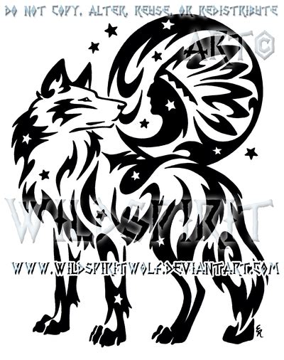 Starry Wolf And Indian Moon Design By Wildspiritwolf On Deviantart