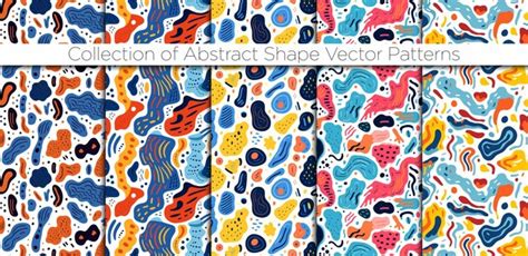 Premium Vector | Set of seamless patterns with abstract doodle shapes ...