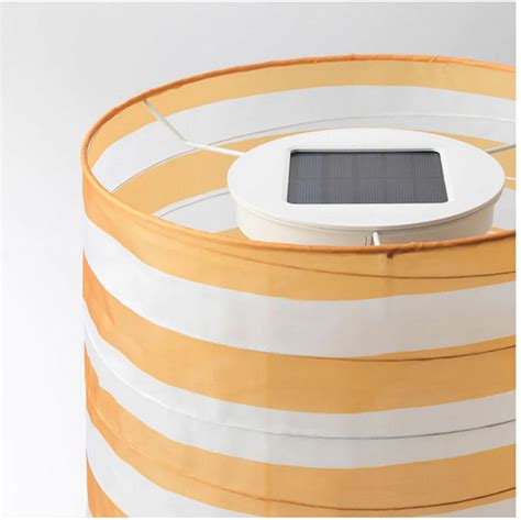 IKEA Solvinden LED Patio Table Lamp SOLAR POWER Light Yellow Stripe ...