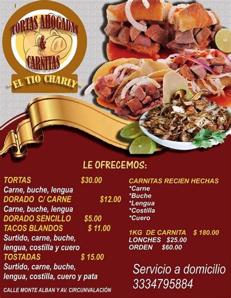 Carta Del Restaurante Tortas Ahogadas Carnitas El T O Charly Mexico