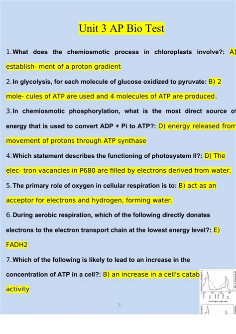 AP BIOLOGY Unit 3 Test | Questions with 100% Correct Answers | Verified