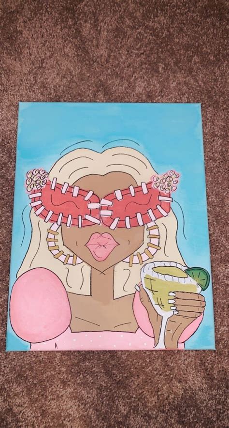 Preppy Gal Painting Blonde Cute Canvas Paintings College Canvas Art