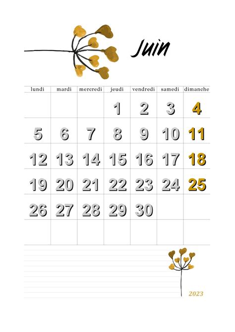 Calendrier Juin Imprimer Calendriers A