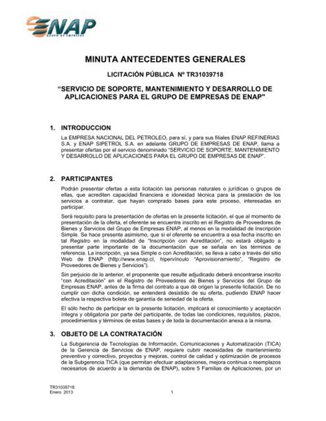 Minuta Antecedentes Generales Enap