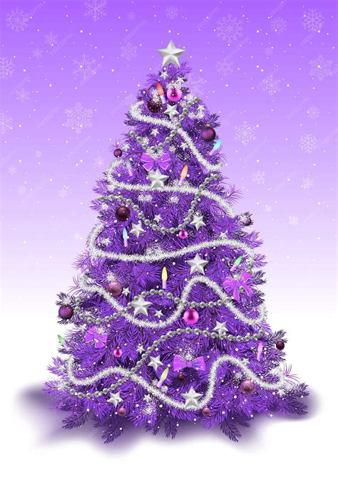 Premium Vector Decorated Christmas Tree In Purple Colored Tones With