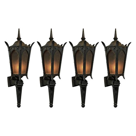 1910 Group Of Four Exterior Cast Iron Lantern Sconce Lights For Sale At