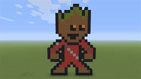 Minecraft Pixel Art Baby Groot Bit From Guardians Of The Galaxy