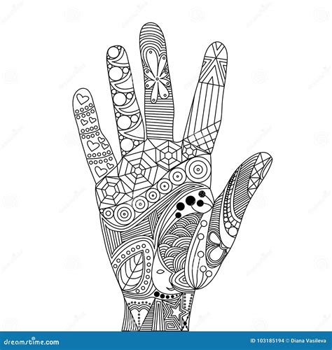 Vector Zentangle Palm Stock Vector Illustration Of Doodle 103185194