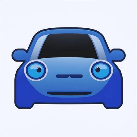 Premium Vector Blue Car Emoticon Funny Car Face Character Smiles