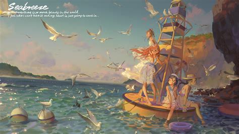 Wallpaper Anime Girls Seagulls 1920x1080 Kutlu 1408731 HD