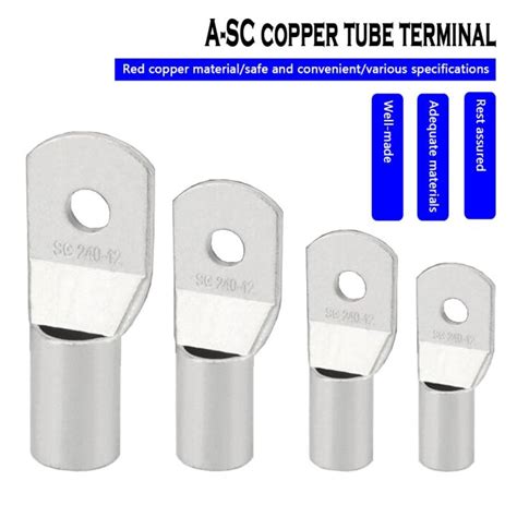 HOT W 10 PCS Bolt Hole Tinned Copper Cable Lugs Battery Terminals Set Wire Connector SC50 8 50