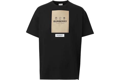 Burberry Label Applique Cotton Oversized T Shirt Black Mens Us