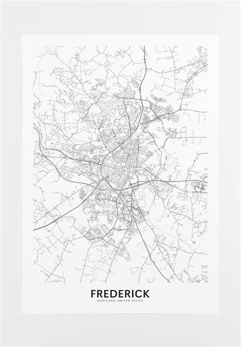 Frederick City Map Print City Map Wall Art Frederick Map | Etsy