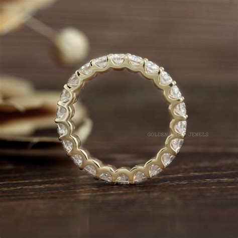 Round Moissanite Eternity Wedding Band Golden Bird Jewels