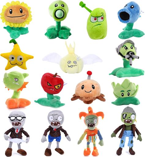 Jhesao 15 Pcs Plants And Zombies Pvz Plush Zombies Plants Set Toys Pvz 1 2 Stuffed Soft Zombies