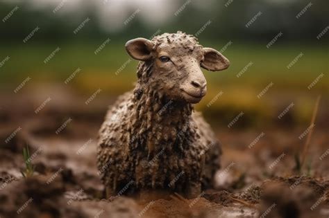 Premium Ai Image Little Lost Sheep Covered In Mud The Shepherd Is