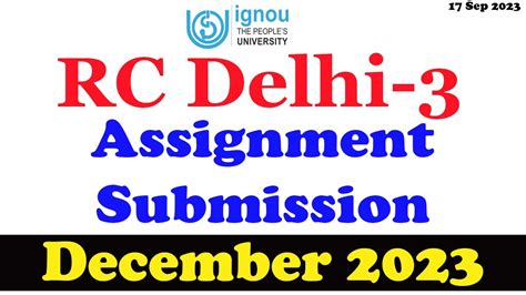 Ignou Rc Delhi Assignment Submission Guidelines December