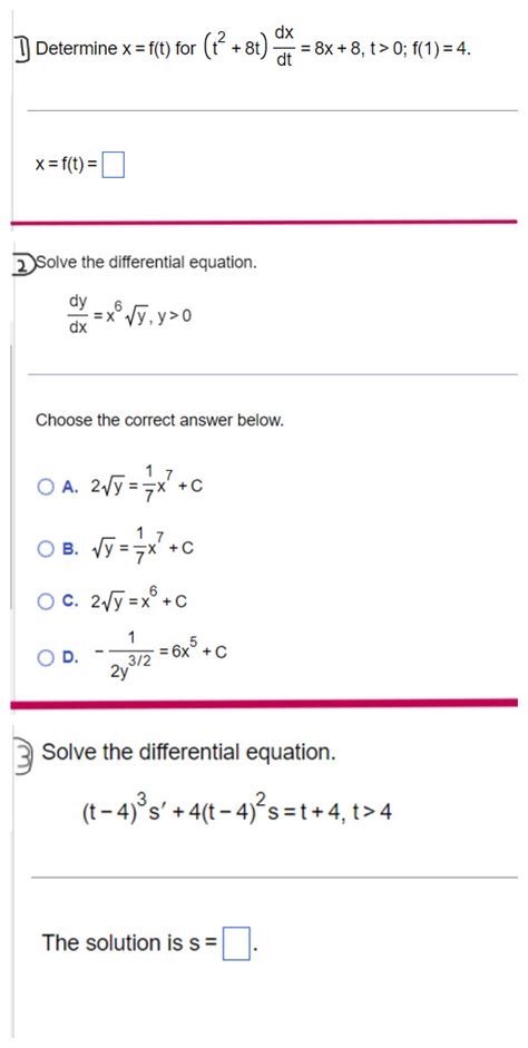 Solved D Determine X F T For T2 8t Dtdx 8x 8 T 0 F 1 4