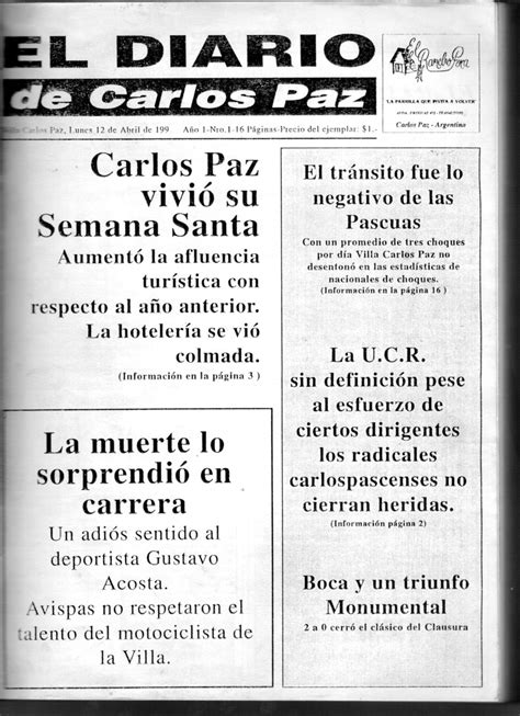 28 Años De La Primera Edición De El Diario De Carlos Paz El Diario De Carlos Paz