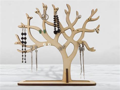 Earring Tree Holder Of Wood Jewelry Tree Stand Gift For Etsy