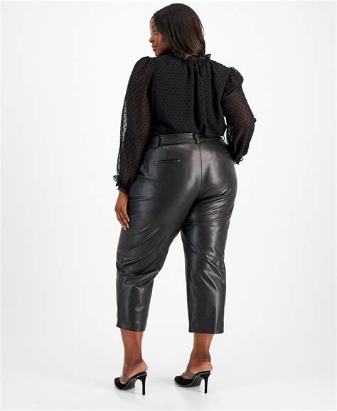 Bar Iii Plus Size Faux Leather Tie Waist Pants Created For Macy S And Reviews Pants And Capris