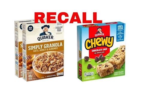 Quaker Alerts Customers Of Granola Products Recall Due To Possible ...