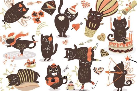 Cute Cats In Love Clipart