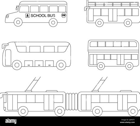 Bus Icon Set Outline Vector Illustration Stock Vector Image Art Alamy