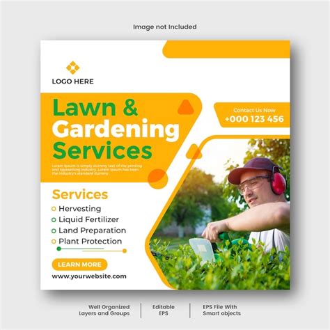 Premium Vector Lawn Gardening Services Social Media Post Design