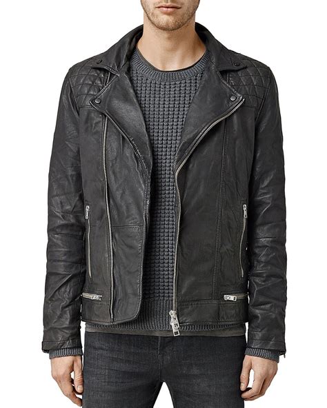 Allsaints Conroy Leather Biker Jacket Men Coats And Jackets Leather