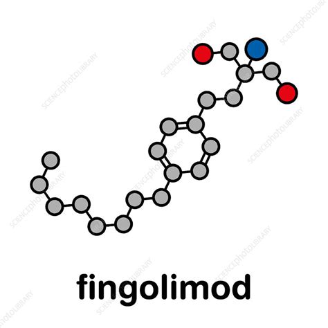 Fingolimod Multiple Sclerosis Drug Molecular Model Stock Image