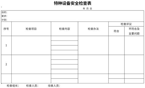 特种设备安全检查表特种设备安全检查表范文模板华军软件园