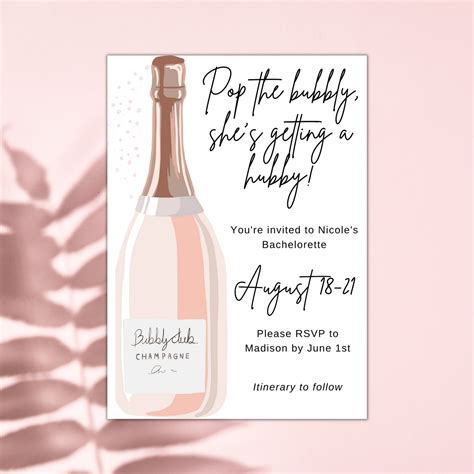 Pop The Bubbly She S Getting A Hubby Invite Champagne Etsy