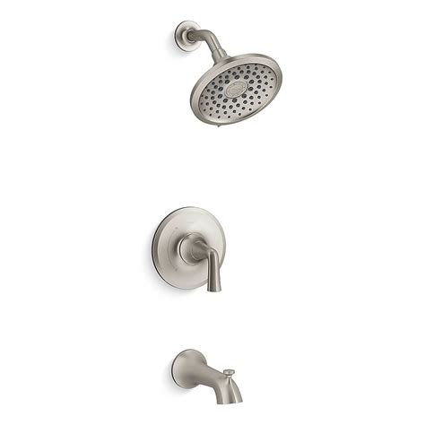 Kohler Desette Vibrant Brushed Nickel 1 Handle Multi Function Round Bathtub And Shower Faucet