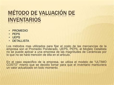 Metodos De Valuacion De Inventarios