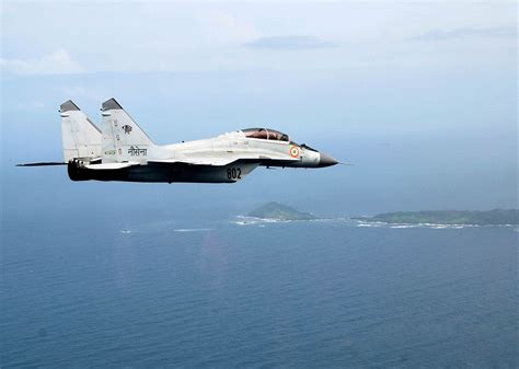 Mig 29k Of The Indian Navy In Flight Over Some Islands India