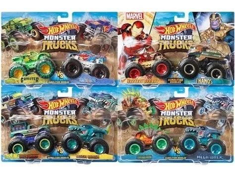 Hot Wheels Monster Trucks Doble Demolition Marvel Dinos Pack Envío gratis
