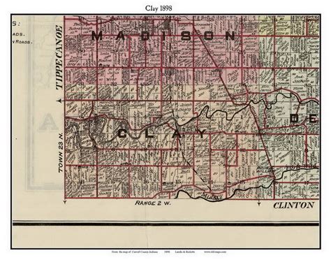 Clay 1898 Old Town Map With Homeowner Names Indiana Owasco Pyrmont