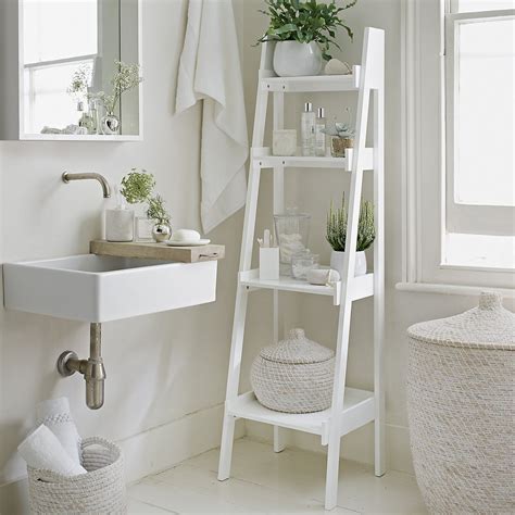 White Bathroom Storage Ladder Rispa