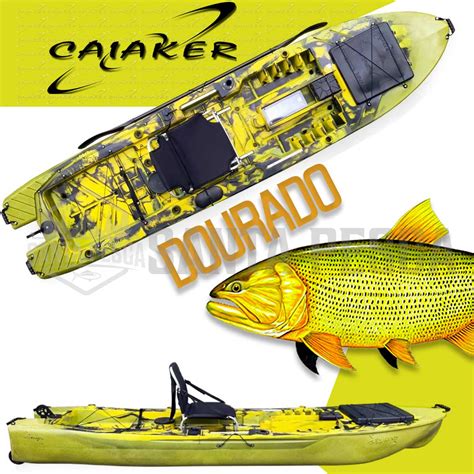 Caiaque De Pesca Remo E Suporte Para Pedal Dourado Caiaker