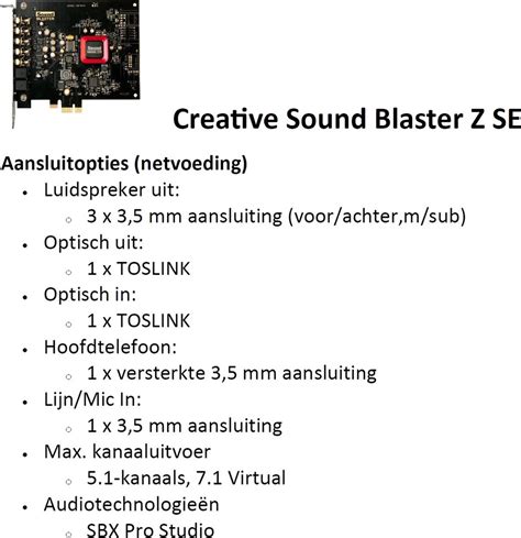 Creative Sound Blaster Z Se Interne Pci E Geluidskaart En Dac 24 Bits