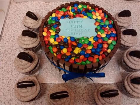 KitKat And M Ms Cake With Oreo Cupcakes M Ms Cake Oreo Cupcakes Cake