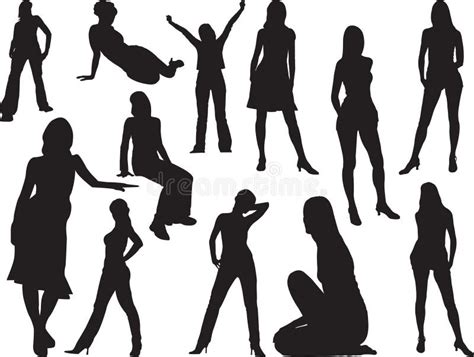 Big Girls Set 1 Silhouettes Stock Vector Illustration Of Females