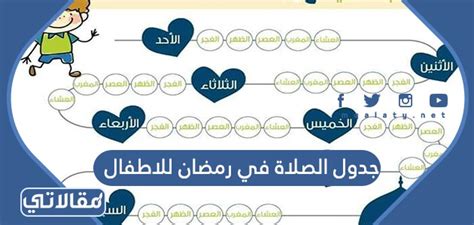 جدول الصلاة في رمضان للاطفال 2024 موقع مقالاتي